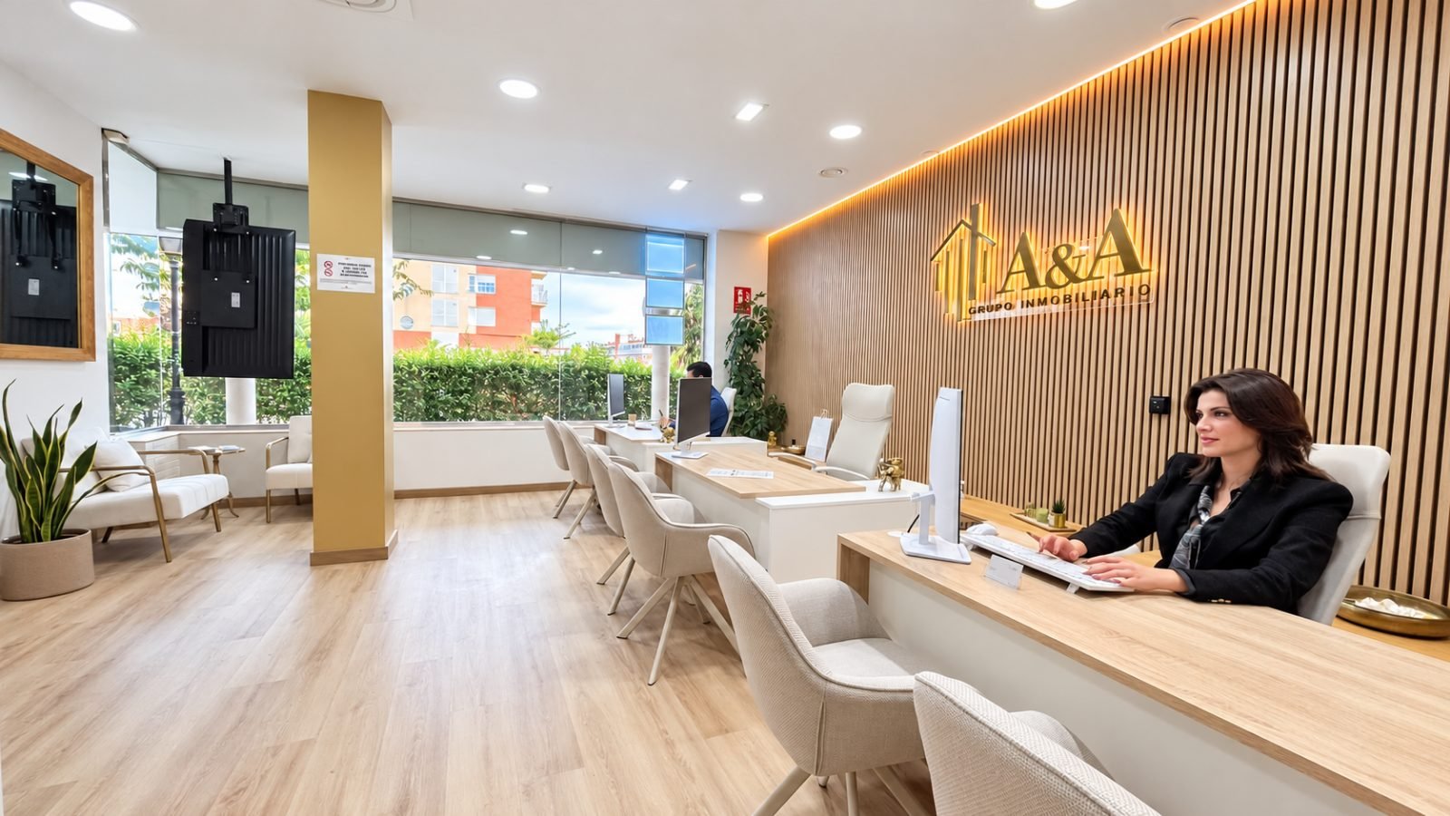 Oficina de A&A Grupo Inmobiliario, moderna y luminosa